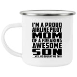 Proud Airline Pilot Mom Of Awesome Son - 12oz Camping Mug