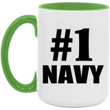 Number One #1 Navy - 15oz Accent Mug Green