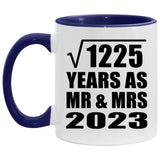 35th Anniversary Square Root of 1225 Years As Mr & Mrs 2023 - 11oz Accent Mug Purple