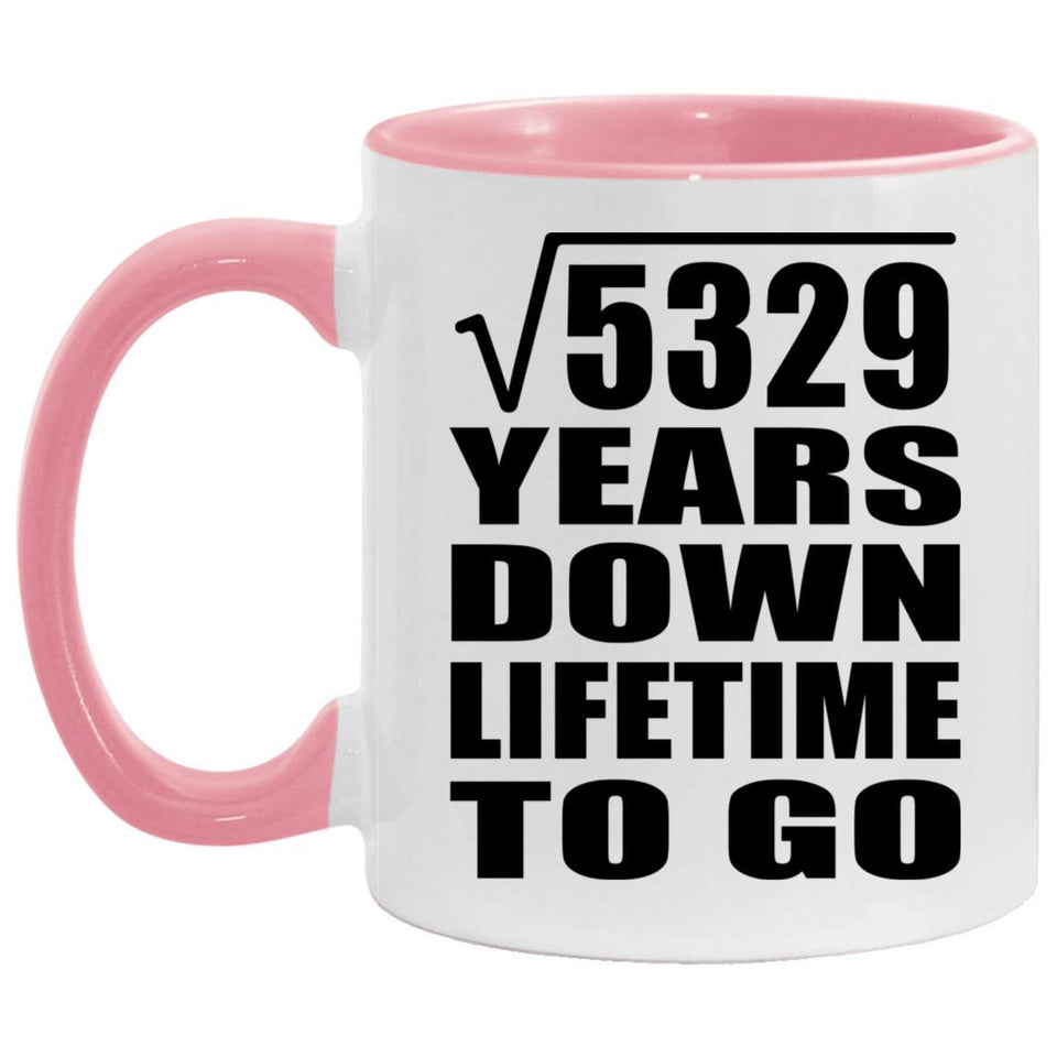 73rd Anniversary Square Root of 5329 Years Lifetime To Go - 11oz Accent Mug Pink