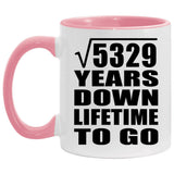 73rd Anniversary Square Root of 5329 Years Lifetime To Go - 11oz Accent Mug Pink