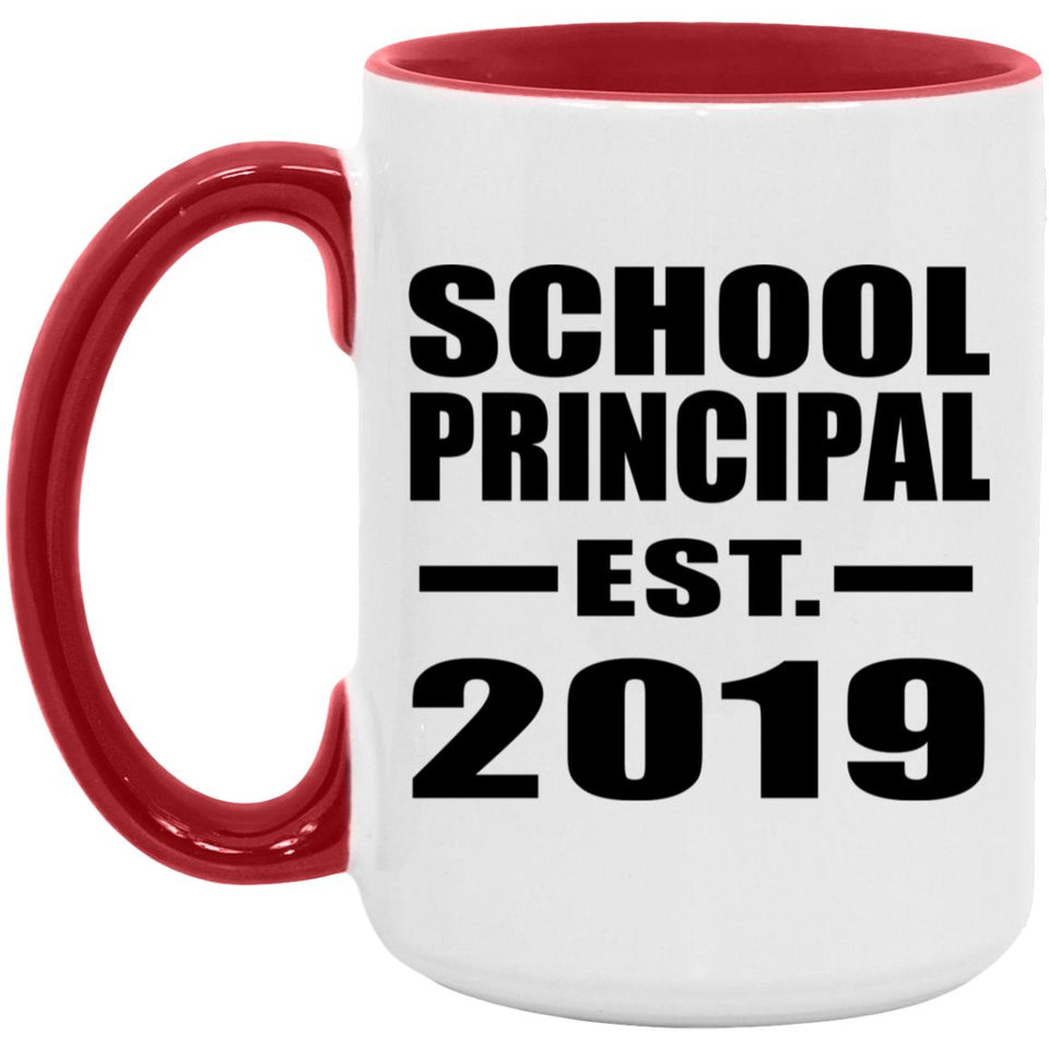 School Principal Established EST. 2019 - 15oz Accent Mug Red