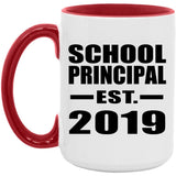 School Principal Established EST. 2019 - 15oz Accent Mug Red