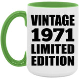 53rd Birthday Vintage 1971 Limited Edition - 15oz Accent Mug Green