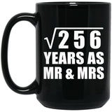 16th Anniversary Square Root of 256 Years As Mr & Mrs - 15oz Coffee Mug Black