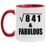 29th Birthday Square Root of 841 & Fabulous - 11oz Accent Mug Red