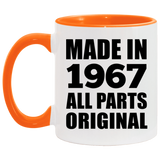57th Birthday Made in 1967 All Parts Original - 11oz Accent Mug Orange