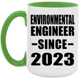 Environmental Engineer Since 2023 - 15oz Accent Mug Green