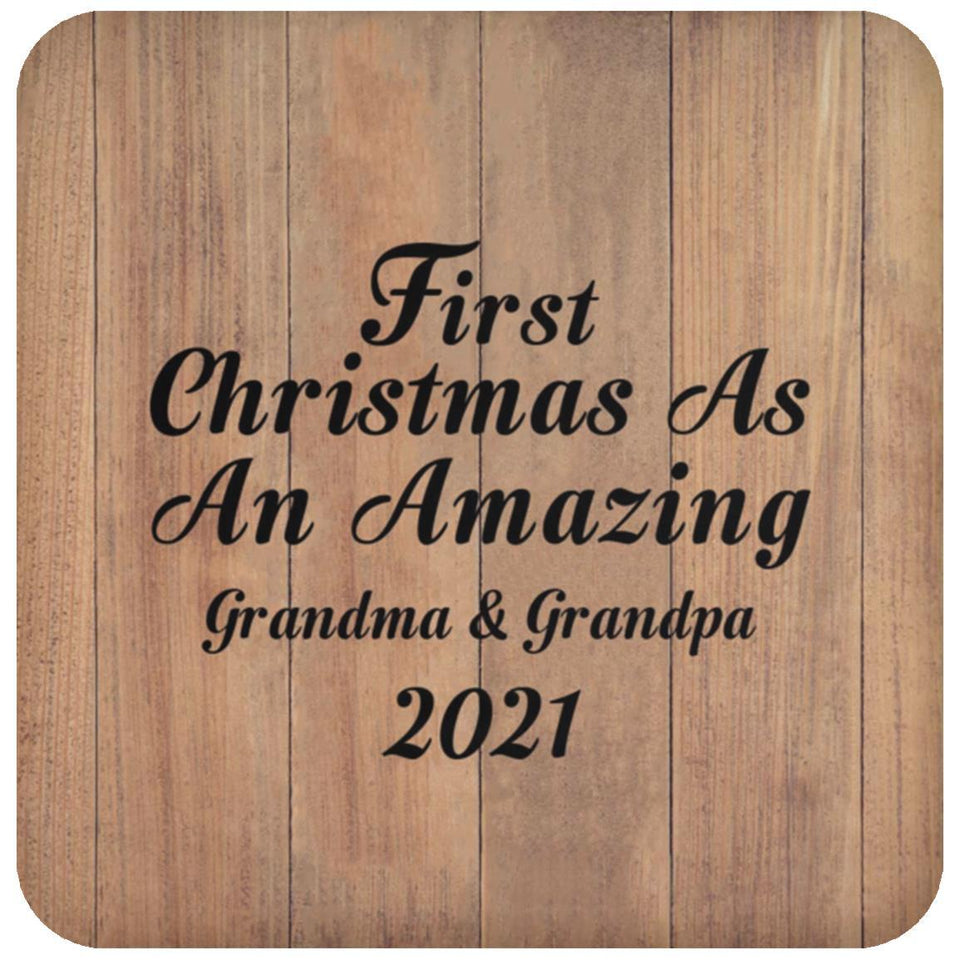 First Christmas As An Amazing Grandma & Grandpa 2021 - Drink Coaster C