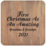 First Christmas As An Amazing Grandma & Grandpa 2021 - Drink Coaster C