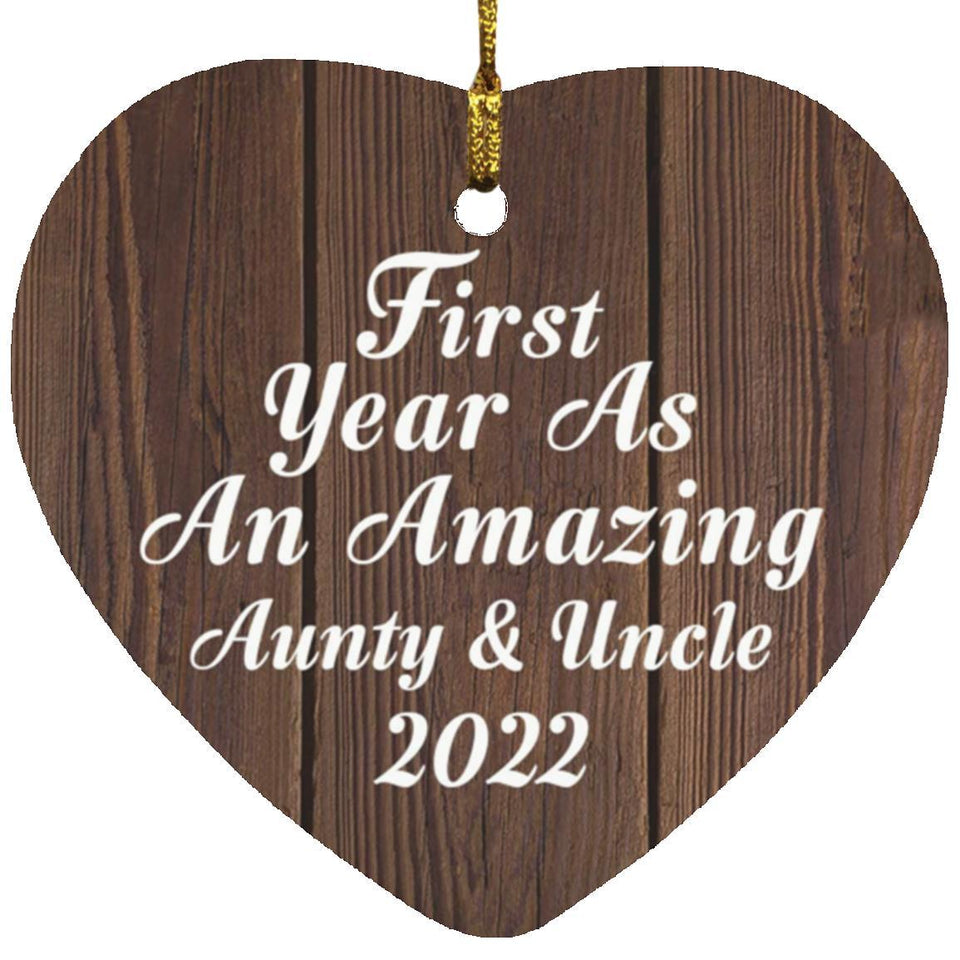 First Year As An Amazing Aunty & Uncle 2022 - Heart Ornament D