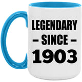 121st Birthday Legendary Since 1903 - 15oz Accent Mug Blue