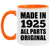 99th Birthday Made in 1925 All Parts Original - 11oz Accent Mug Orange