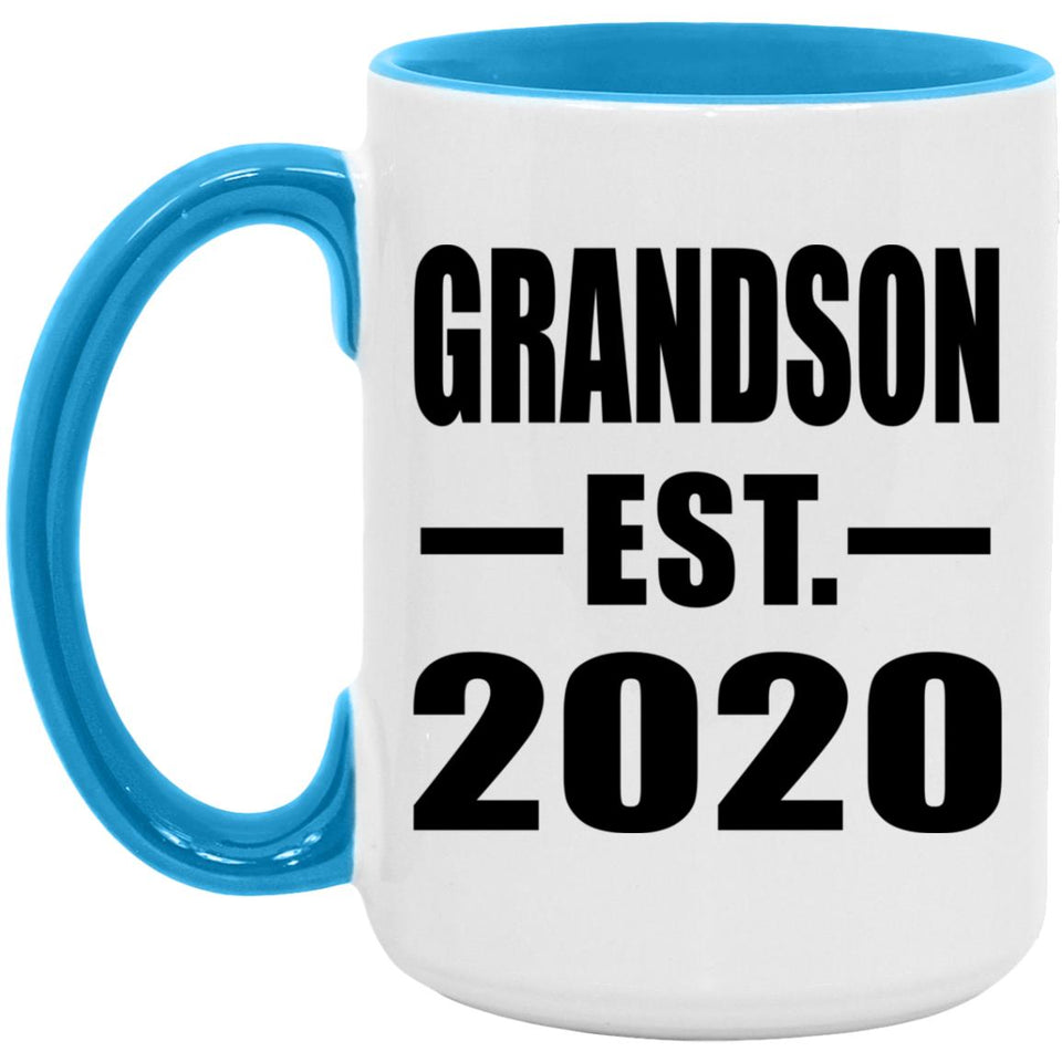 Grandson Established EST. 2020 - 15oz Accent Mug Blue