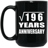 14th Anniversary Square Root of 196 Years Anniversary - 15oz Coffee Mug Black
