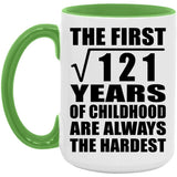 11th Birthday Square Root of 121 Years of Childhood - 15oz Accent Mug Green
