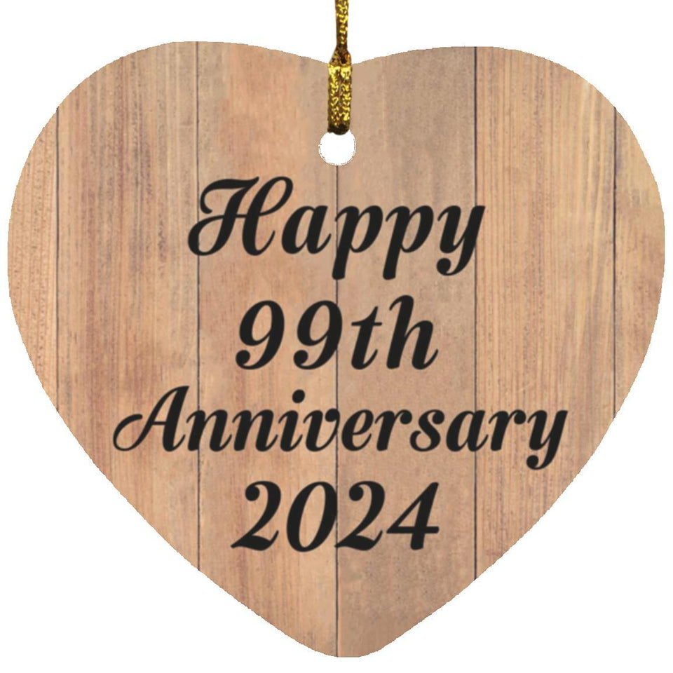 Happy 99th Anniversary 2024 - Heart Ornament C