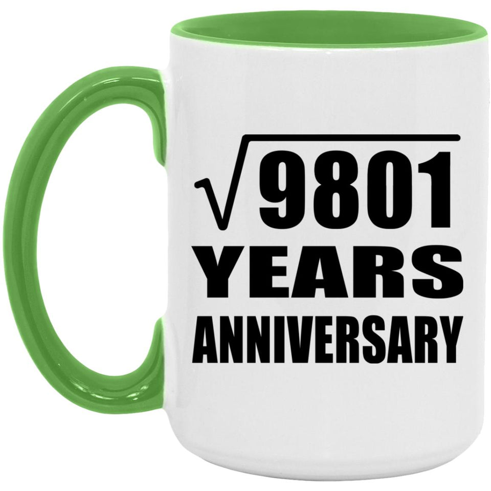 99th Anniversary Square Root of 9801 Years Anniversary - 15oz Accent Mug Green