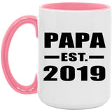 Papa Established EST. 2019 - 15oz Accent Mug Pink