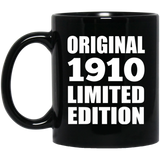 114th Birthday Original 1910 Limited Edition - 11oz Coffee Mug Black