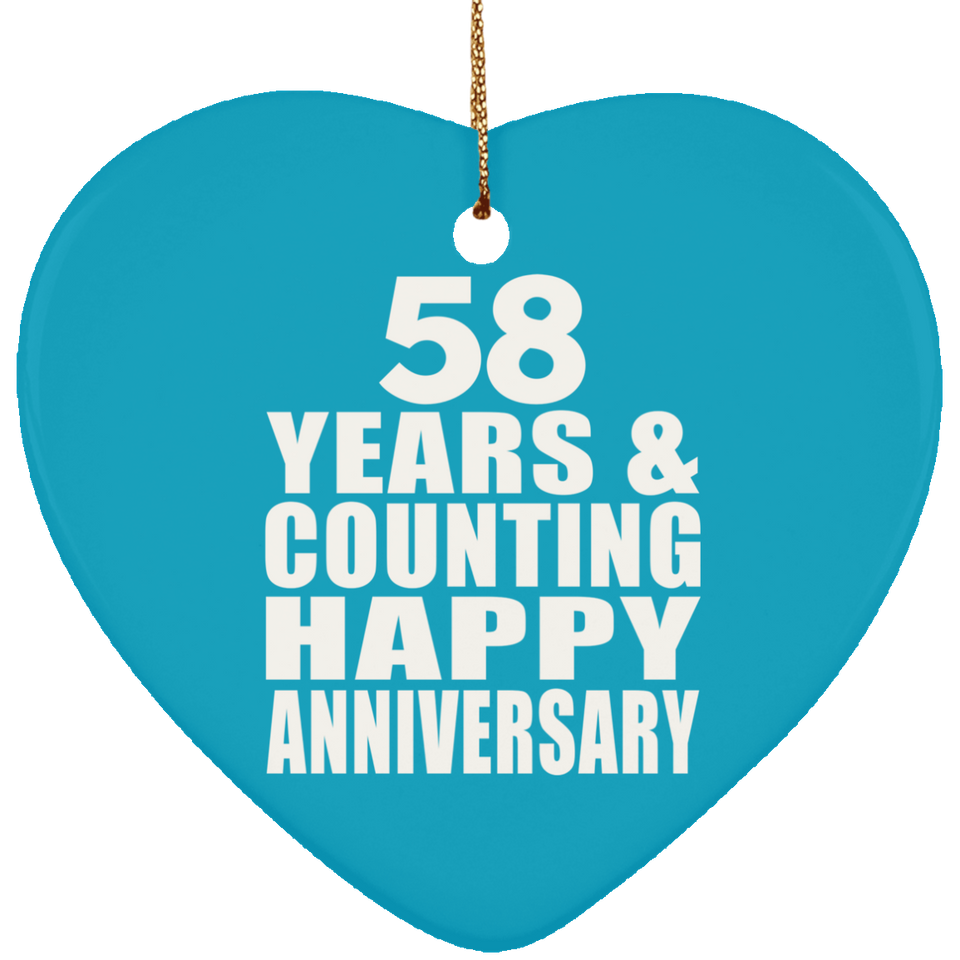 Happy 58th Anniversary 58 Years & Counting - Heart Ornament