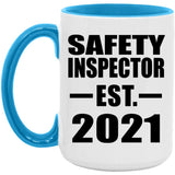 Safety Inspector Established EST. 2021 - 15oz Accent Mug Blue