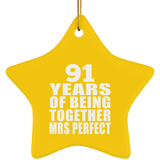 91st Anniversary 91 Years Of Being Mrs Perfect - Star Ornament