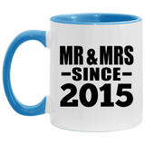 9th Anniversary Mr & Mrs Since 2015 - 11oz Accent Mug Blue