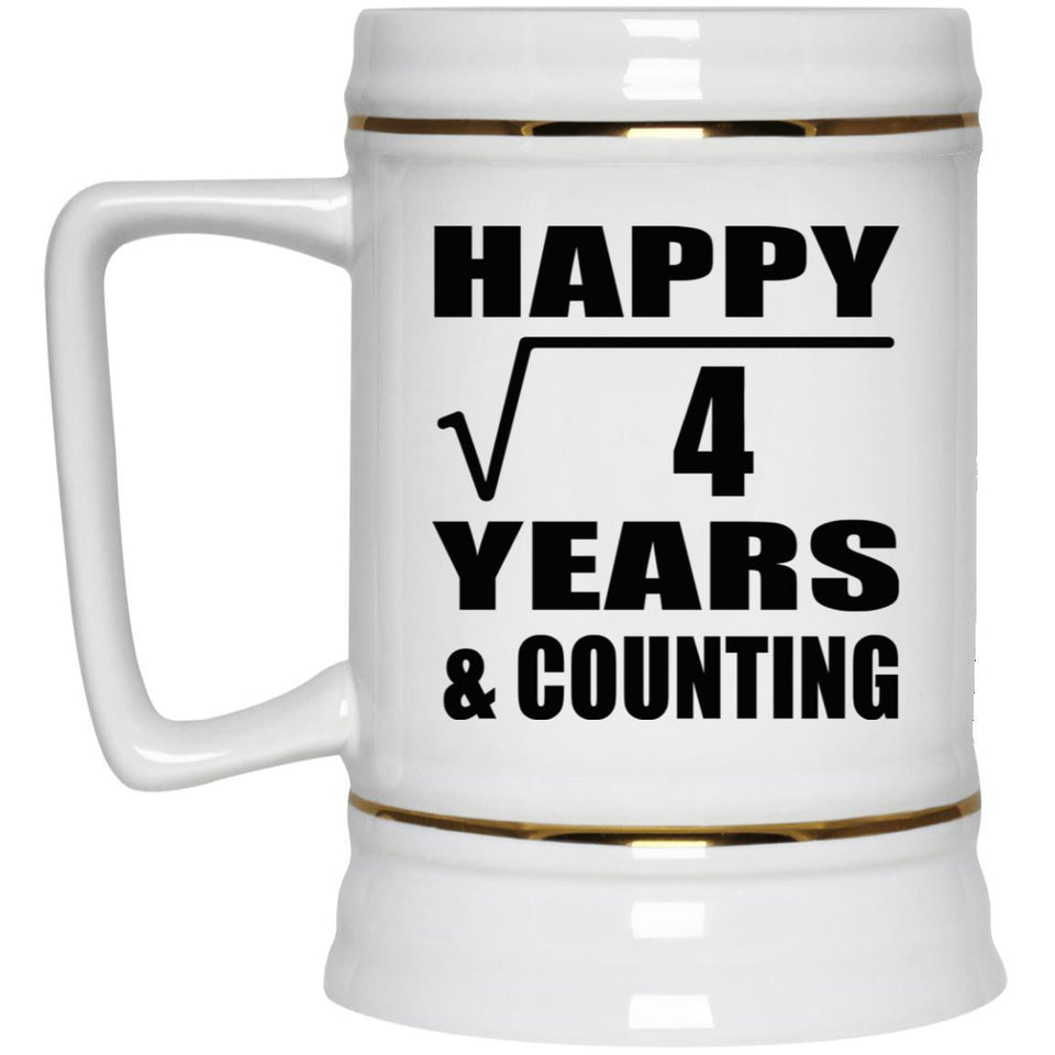 Happy 2nd Anniversary Square Root of 4 Years & Counting - Beer Stein