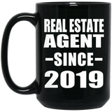 Real Estate Agent Since 2019 - 15oz Coffee Mug Black