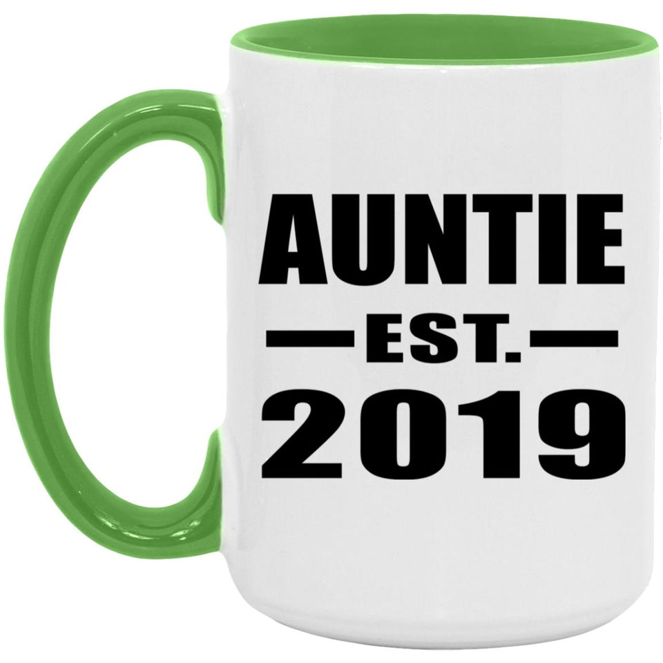 Auntie Established EST. 2019 - 15oz Accent Mug Green