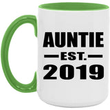 Auntie Established EST. 2019 - 15oz Accent Mug Green
