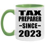 Tax Preparer Since 2023 - 11oz Accent Mug Green