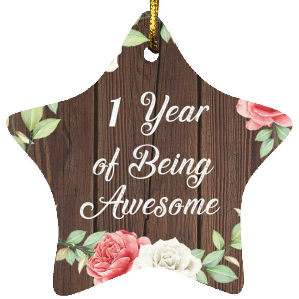 1st Birthday 1 Year Of Being Awesome - Star Ornament A
