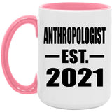 Anthropologist Established EST. 2021 - 15oz Accent Mug Pink