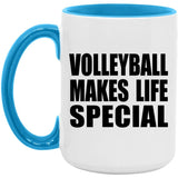 Volleyball Makes Life Special - 15oz Accent Mug Blue