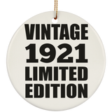 103rd Birthday Vintage 1921 Limited Edition - Circle Ornament