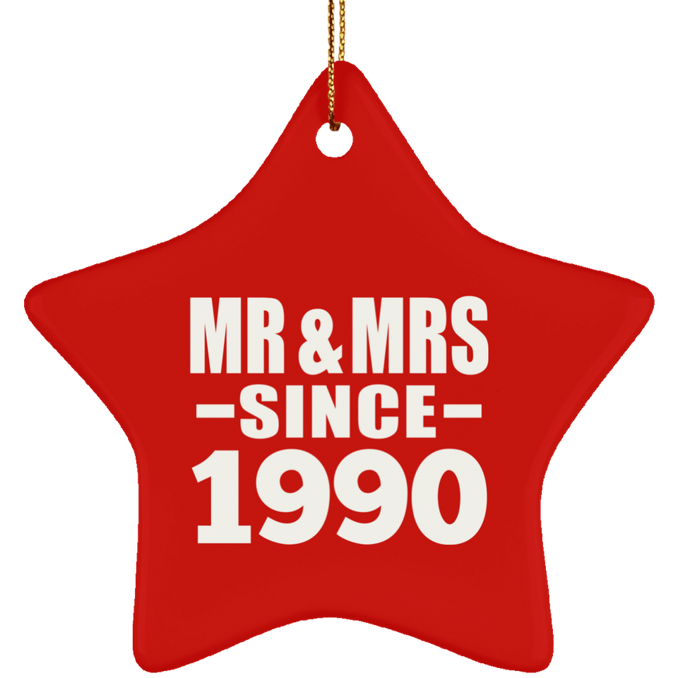 34th Anniversary Mr & Mrs Since 1990 - Star Ornament