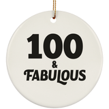 100th Birthday 100 & Fabulous - Circle Ornament