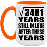 59th Anniversary Square Root of 3481 Years Still In Love - 15oz Accent Mug Orange