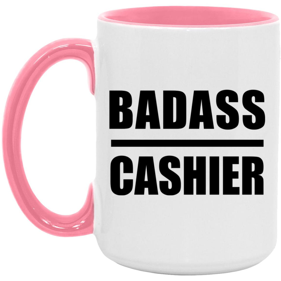 Badass Cashier - 15oz Accent Mug Pink