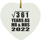19th Anniversary Square Root of 361 Years As Mr & Mrs 2022 - Heart Ornament