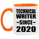 Technical Writer Since 2020 - 11oz Accent Mug Orange