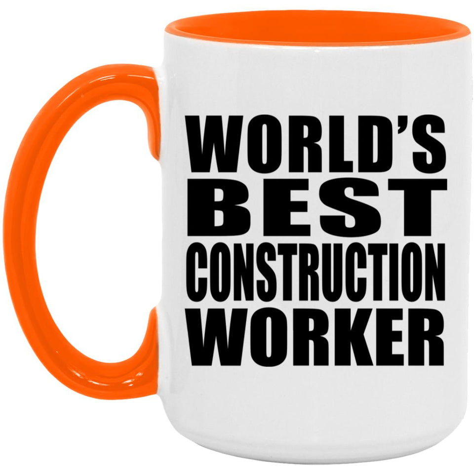 World's Best Construction Worker - 15oz Accent Mug Orange