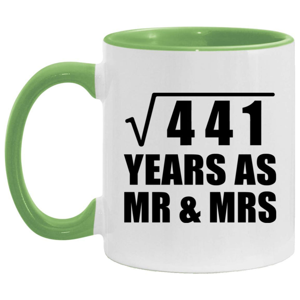 21st Anniversary Square Root of 441 Years As Mr & Mrs - 11oz Accent Mug Green