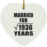 44th Anniversary Married For Square Root of 1936 Years - Heart Ornament
