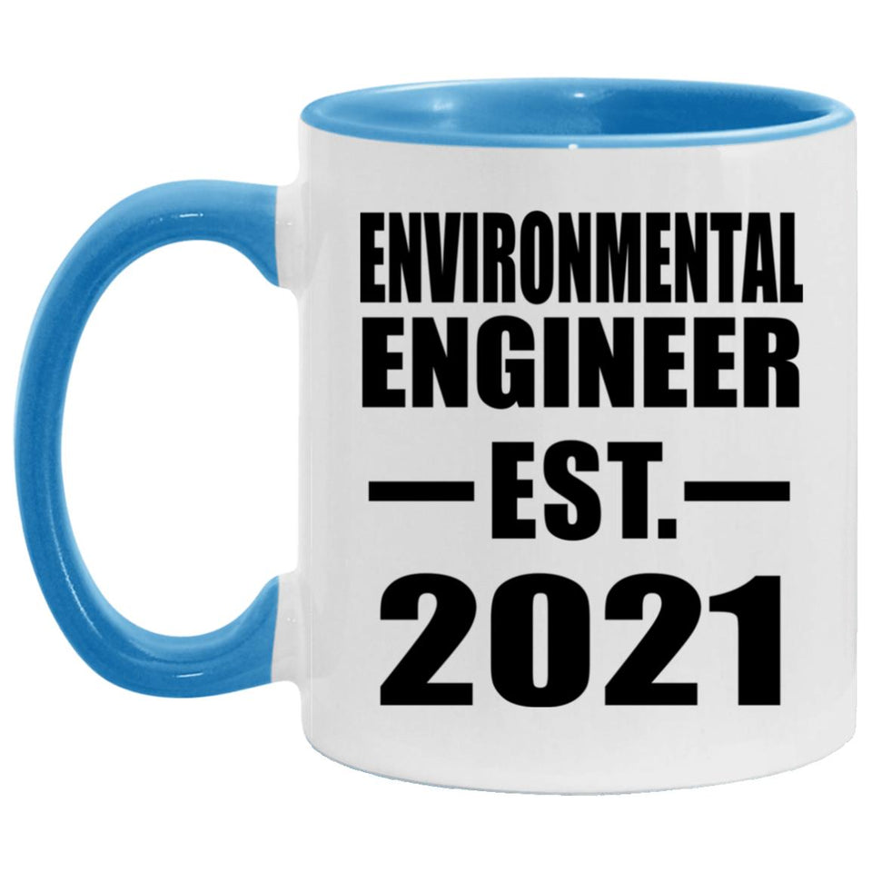Environmental Engineer Established EST. 2021 - 11oz Accent Mug Blue