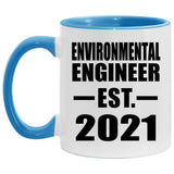 Environmental Engineer Established EST. 2021 - 11oz Accent Mug Blue