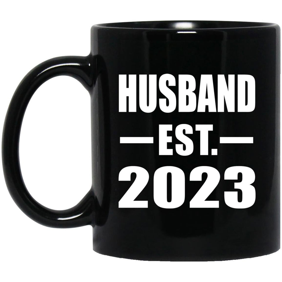 Husband Established EST. 2023 - 11oz Coffee Mug Black