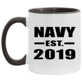 Navy Established EST. 2019 - 11oz Accent Mug Black